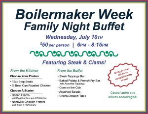 Boilermaker Week Buffet - Fort Schuyler Club